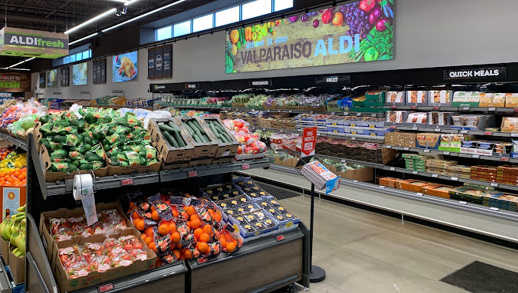 Interior of Aldi in Valparaiso, IN