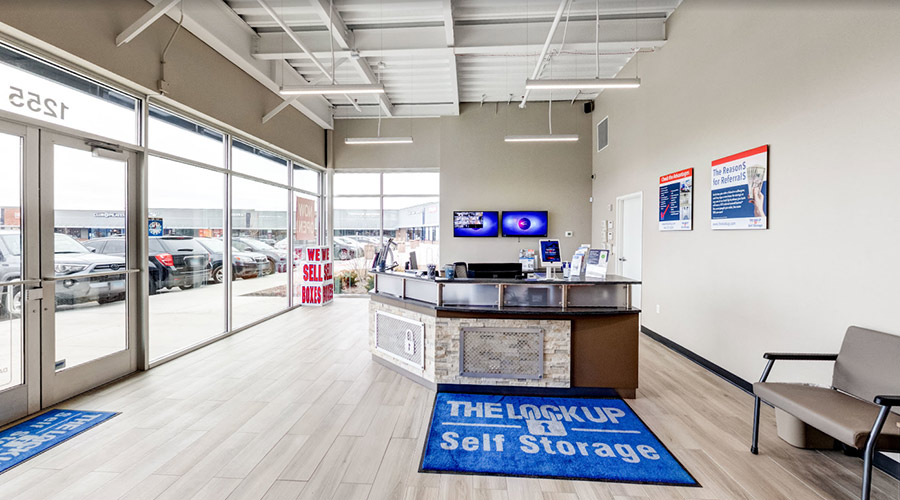 Interior of front desk at Lockup Storage
