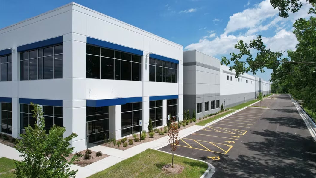 Exterior of the Logitech industrial building